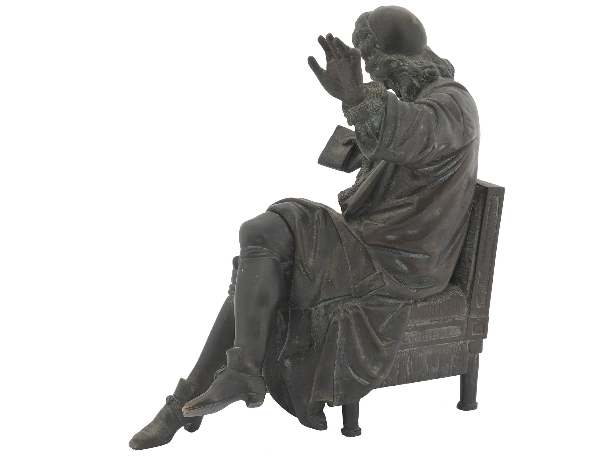 PATINATED BRONZE FIGURE OF MOLIERE AFTER CAFFIERI PIC-2